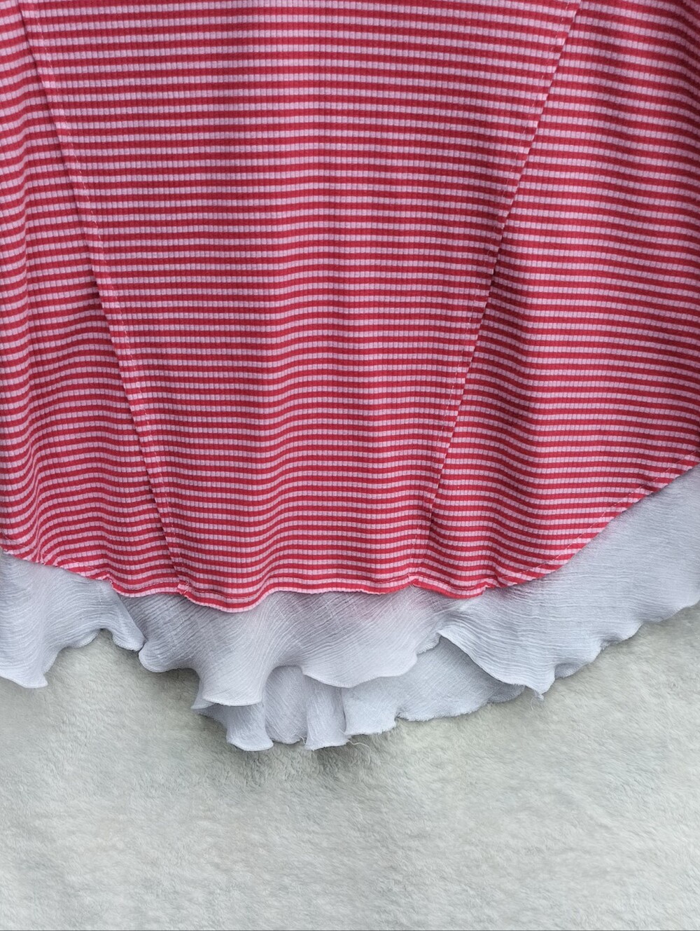 new directions Pink Striped Lace-Up Long Sleeve Top with White Hem. WS 78 - Picture 3 of 6